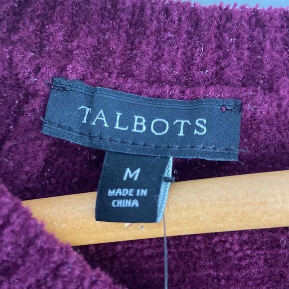 NWT Talbots Sz M Purple Fuzzy Soft Knit Merino Wool Blend Relaxed Tunic Sweater - Picture 3 of 9